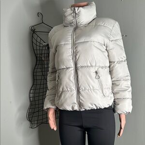 Altar'd State Light Gray Quilted Puffer Jacket